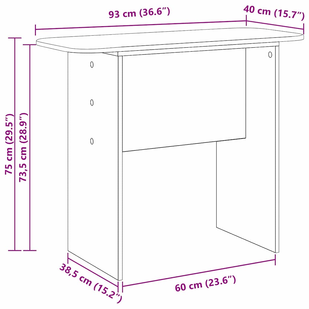 Konsolbord Grå Sonoma 93 x 40 x 75 cm Konstrueret træ