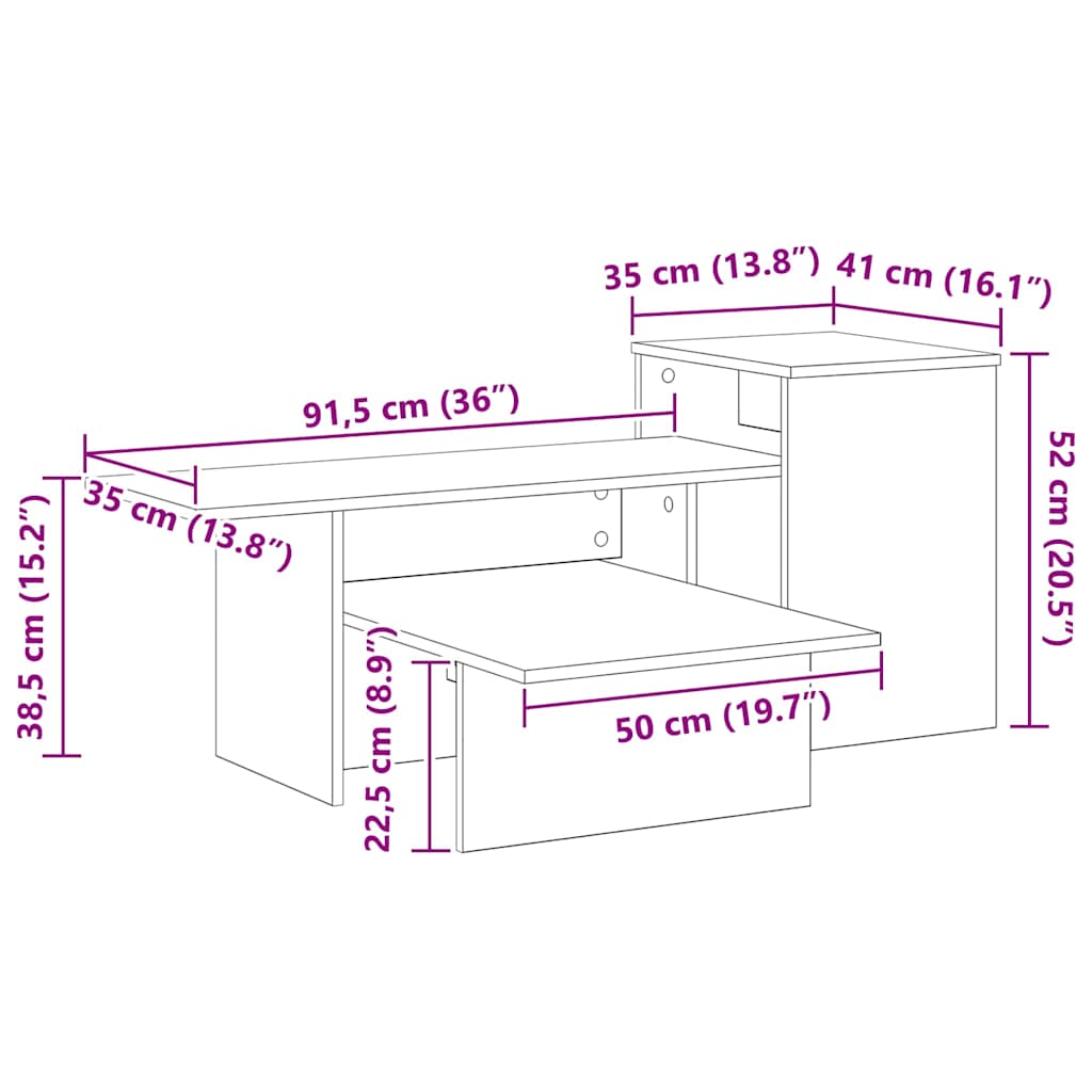 Konsolbord Hvid 91,5 x 35 x 38,5 cm Konstrueret træ