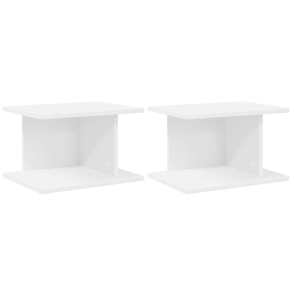 Sengebord 2 stk. Hvid 40 x 30 x 25 cm Konstrueret træ