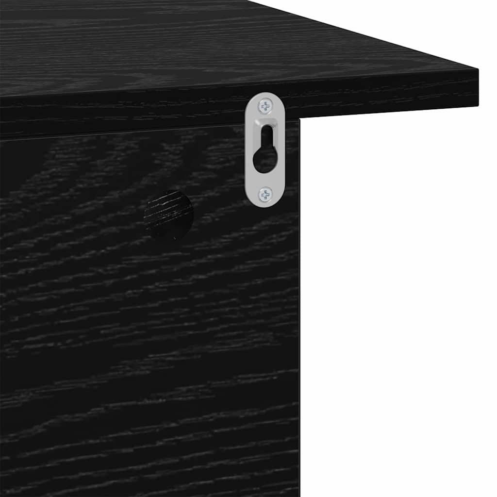 Sengebord 2 stk. Sort eg 40 x 30 x 25 cm Konstrueret træ