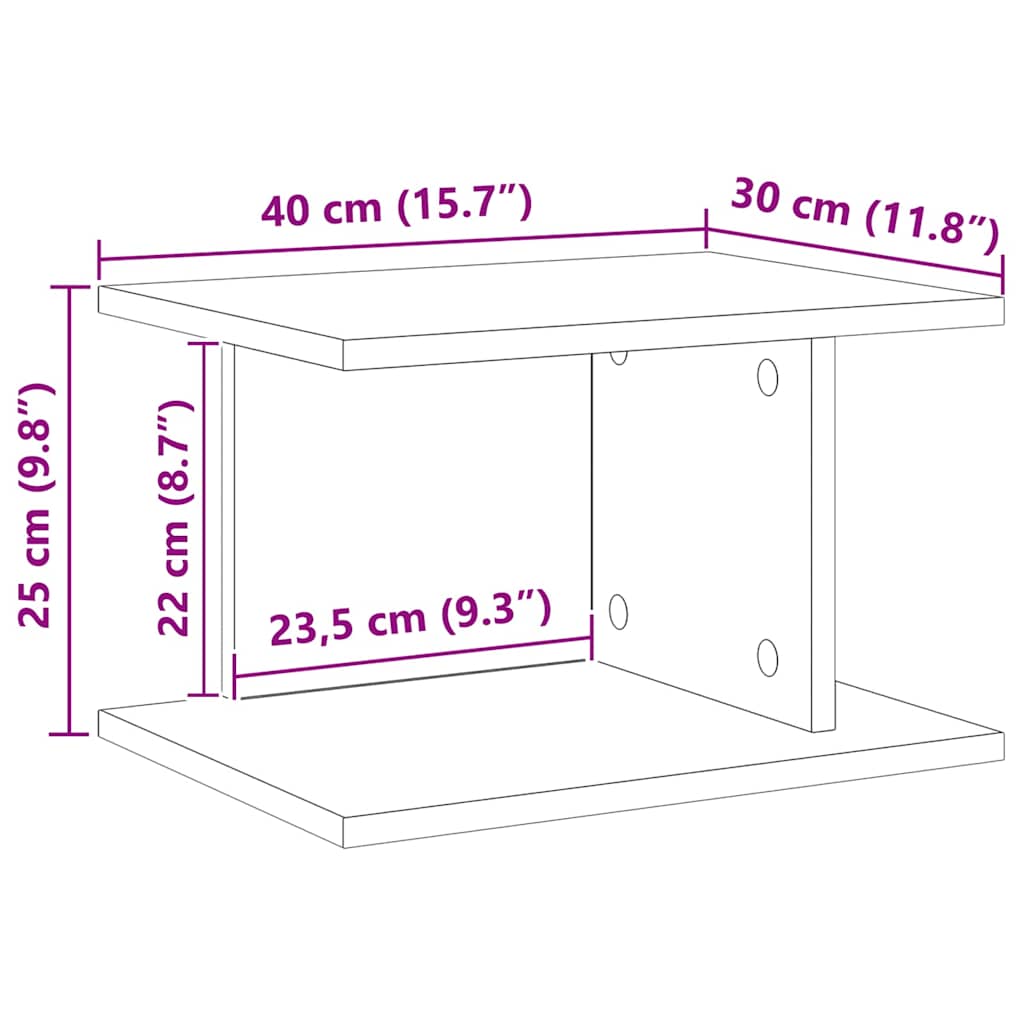 Sengebord Sonoma eg 40 x 30 x 25 cm Konstrueret træ