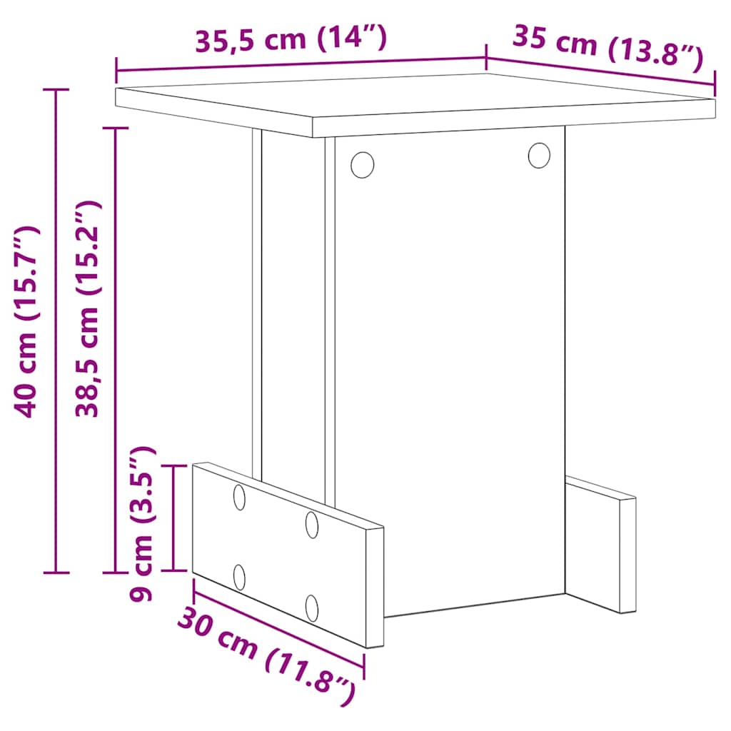 Endebord Gammelt træ 35,5 x 35 x 40 cm Konstrueret træ