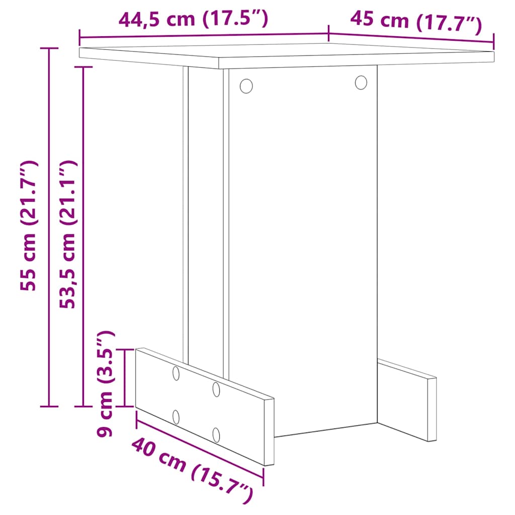 Endebord Sort eg 44,5 x 45 x 55 cm Konstrueret træ