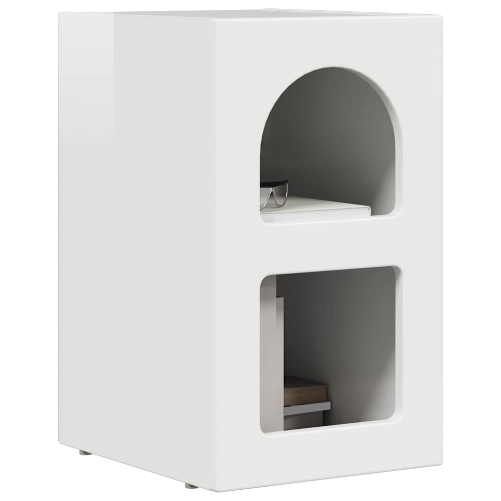 Sengebord ELST Høj gloss hvid 29,5 x 33,5 x 50 cm