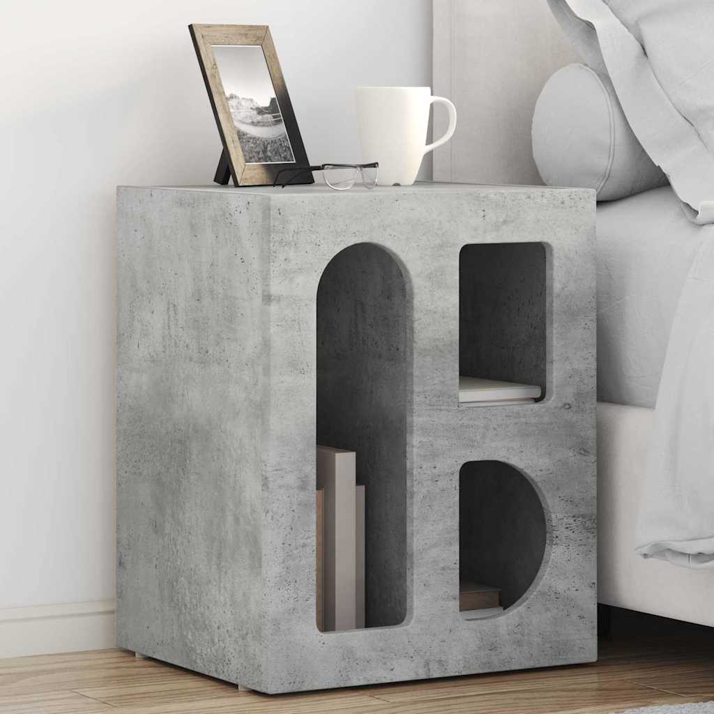 Sengebord ELST 2 stk. Beton Grå 40 x 35 x 50 cm Konstrueret træ