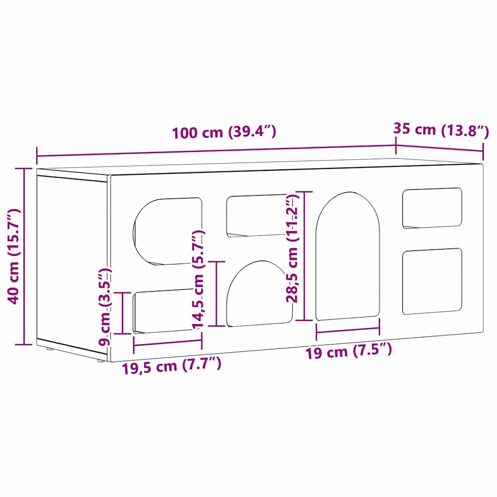 TV-skab ELST 100 x 35 x 40 cm Beton Grå Konstrueret træ