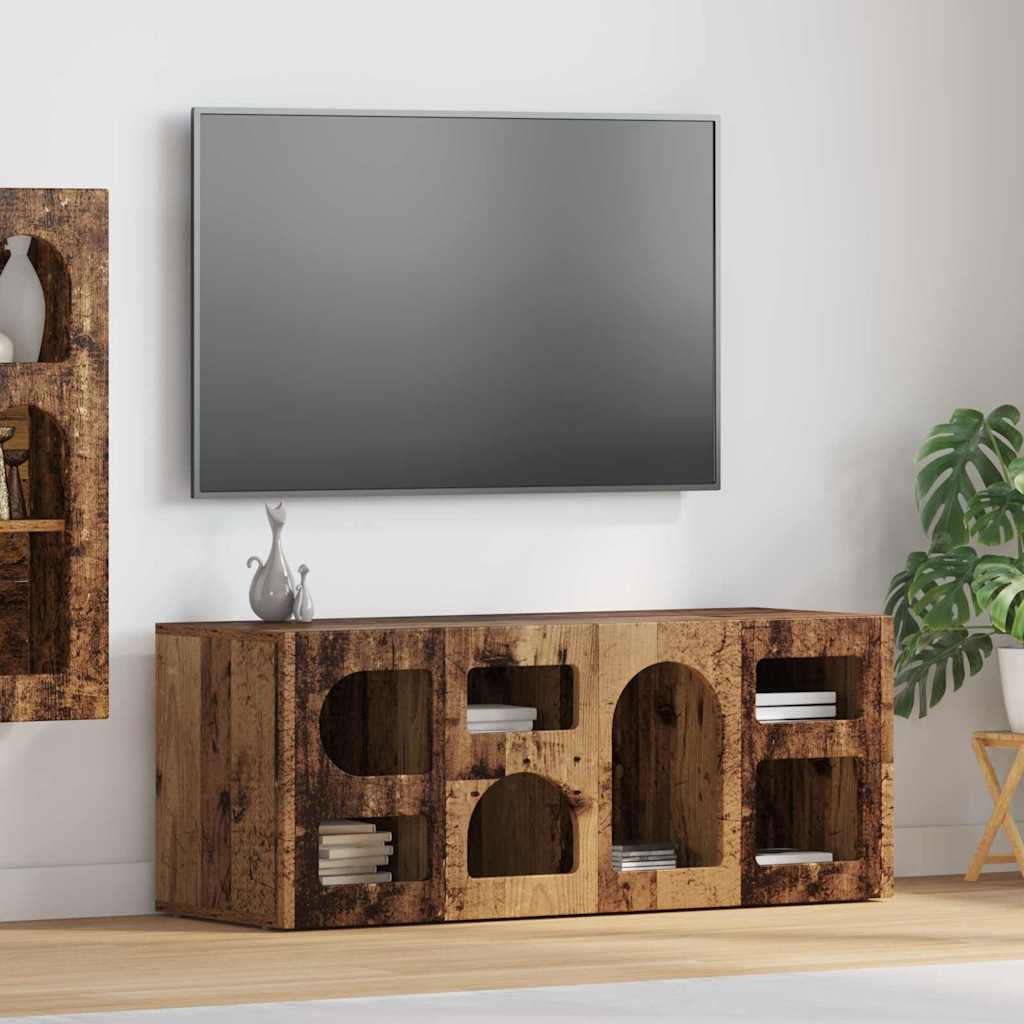 TV-skab ELST 100 x 35 x 40 cm Gammelt træ Konstrueret træ