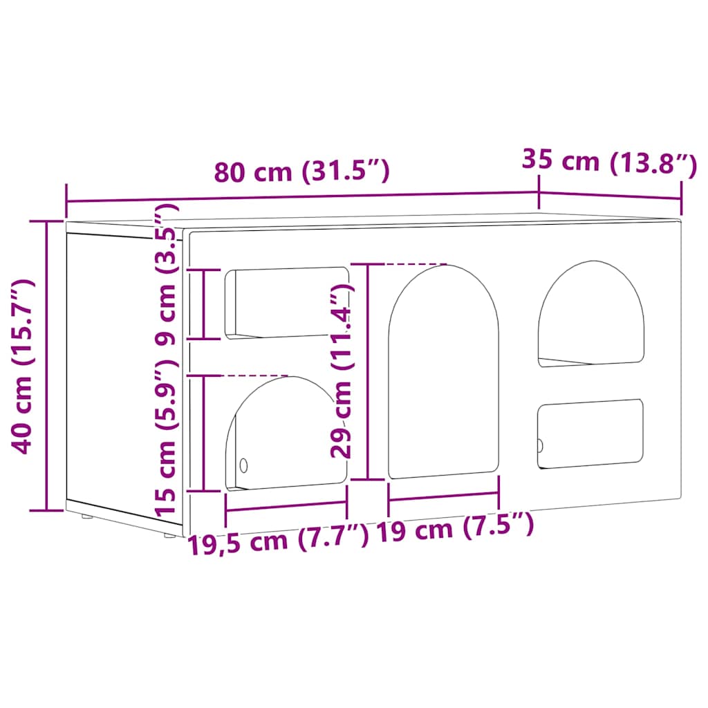 TV-skab ELST 80 x 35 x 40 cm Beton Grå Konstrueret træ