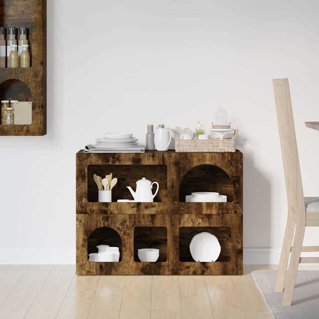 Sideboard ELST Røget eg 80,5 x 35 x 59 cm Konstrueret træ