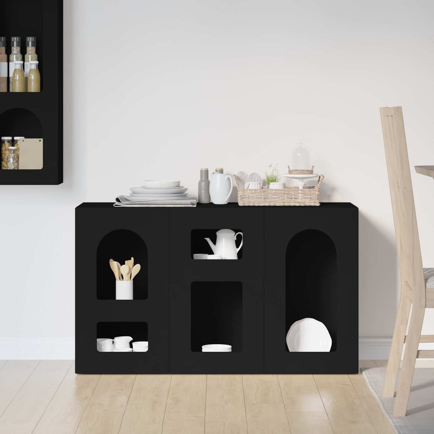 Sideboard ELST Sort 100 x 35 x 59 cm Konstrueret træ
