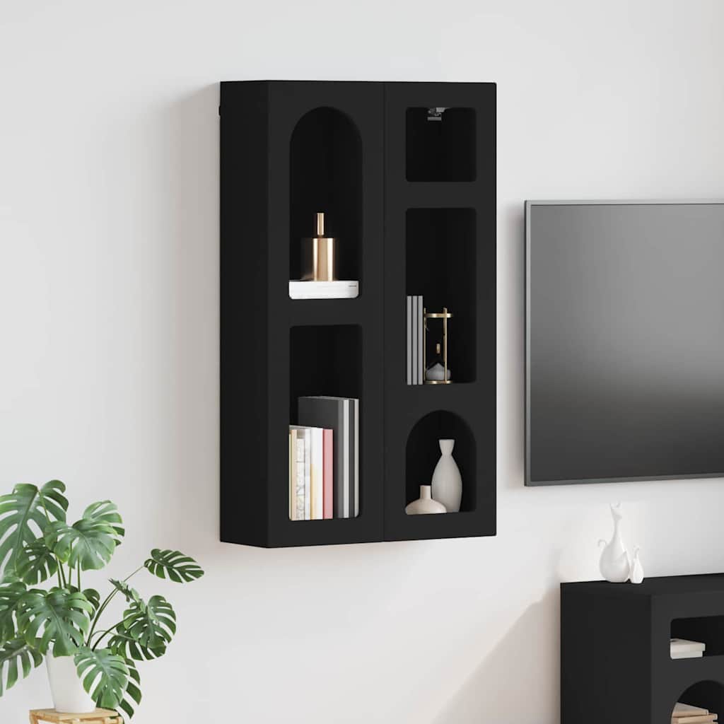 Hængeskab med hylde ELST Sort 59 x 20 x 100 cm Konstrueret træ