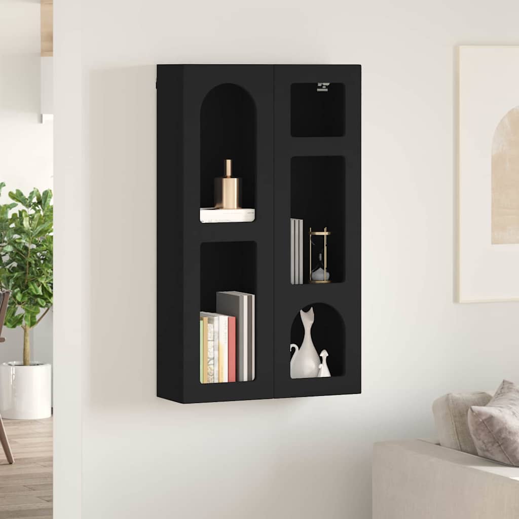 Hængeskab med hylde ELST Sort 59 x 20 x 100 cm Konstrueret træ