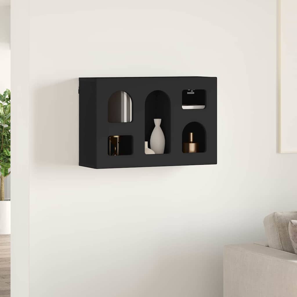 Hængeskab med hylde ELST Sort 60 x 20 x 40 cm Konstrueret træ