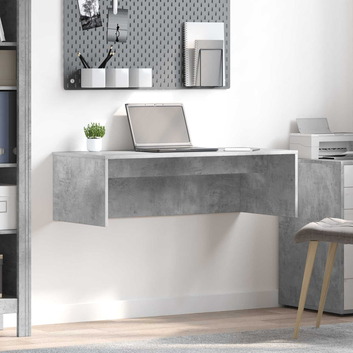 Væghængt skrivebord Beton Grå Konstrueret træ 100 x 45 x 30 cm