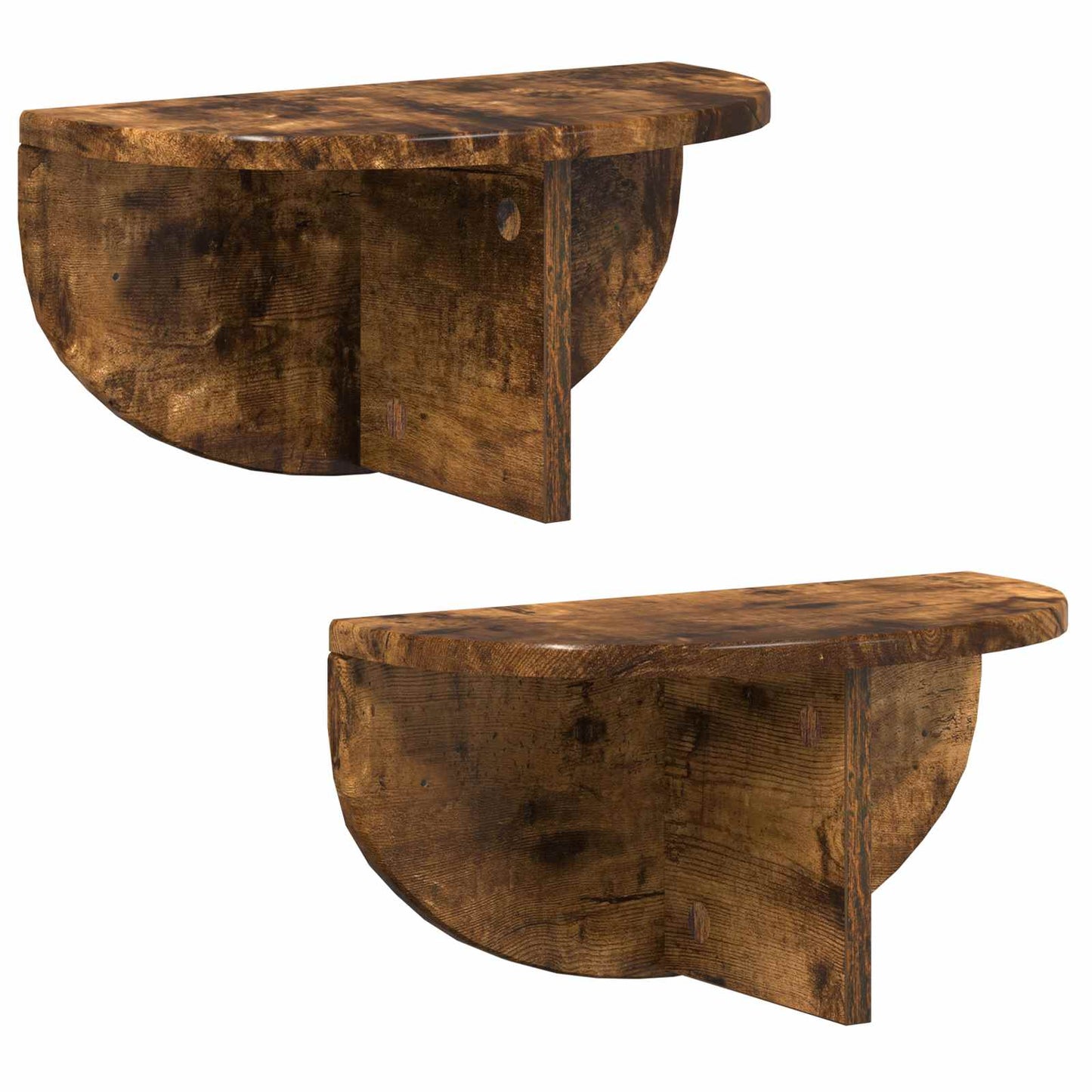 Væghylde 2 stk. Røget eg 38 x 19 x 19 cm Konstrueret træ