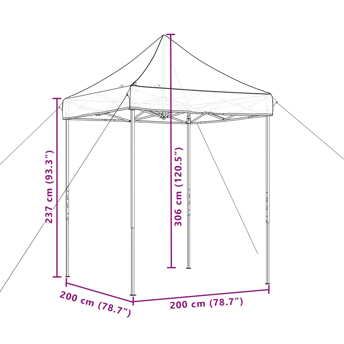 Party Tent 200 x 200 x 306 cm Gråbrun Oxford stof