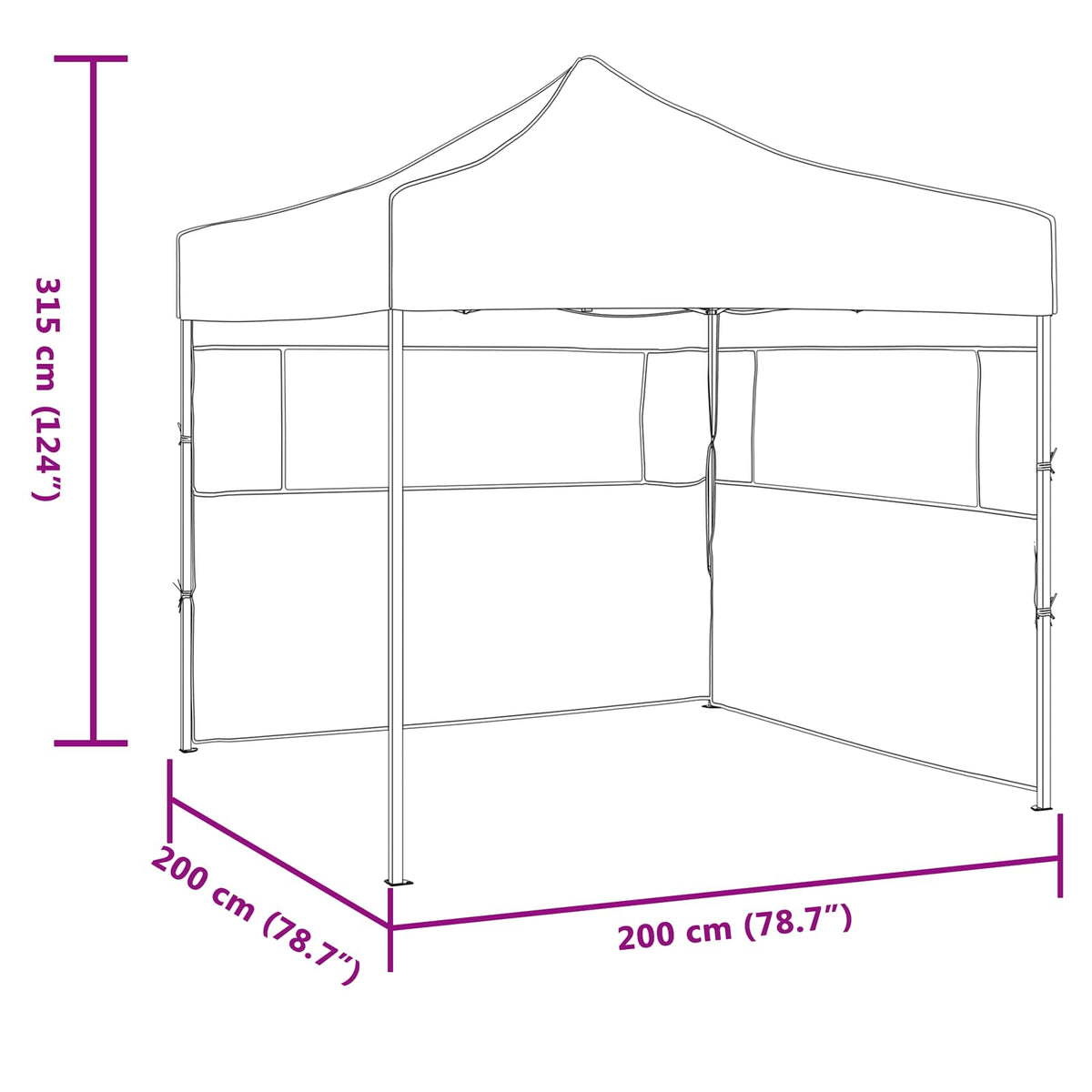 Party Tent 200 x 200 x 315 cm Blå Oxford stof