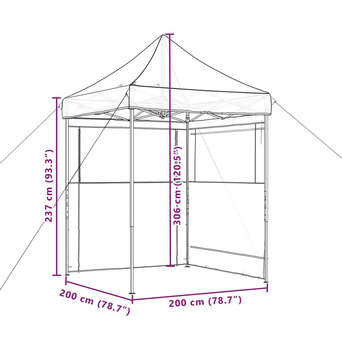 Party Tent 200 x 200 x 306 cm Orange Oxford stof
