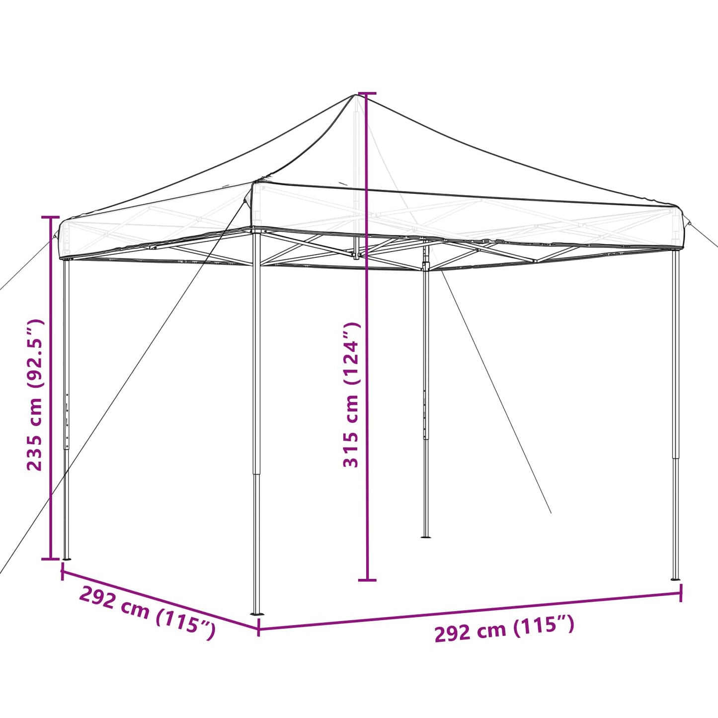 Party Tent 292 x 292 x 315 cm Bordeaux Oxford stof