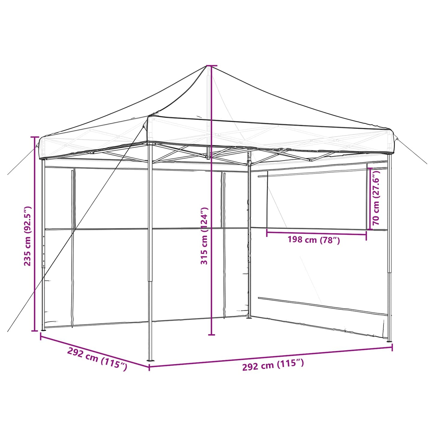 Party Tent 292 x 292 x 315 cm Gråbrun Oxford stof