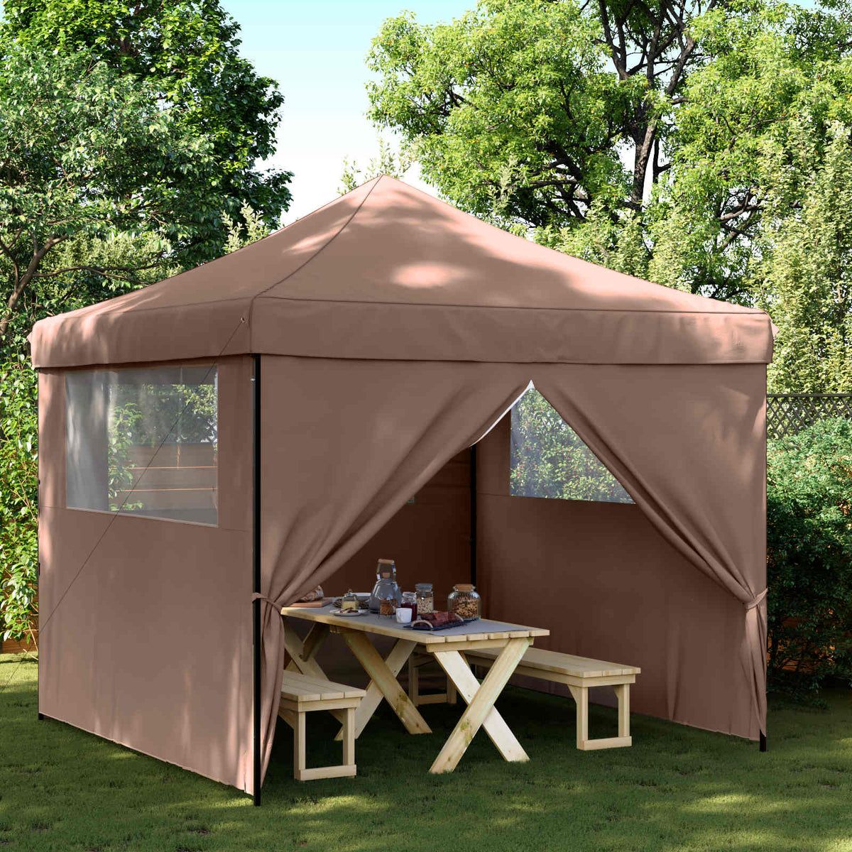 Party Tent 292 x 292 x 315 cm Brun Oxford stof