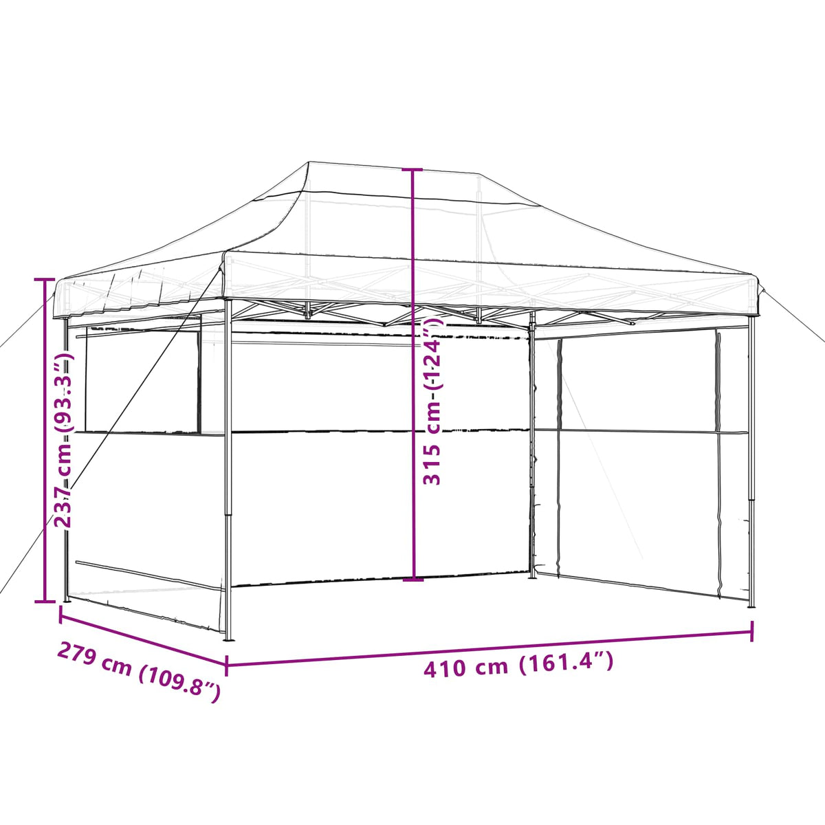 Party Tent 279 x 410 x 315 cm Orange Oxford stof