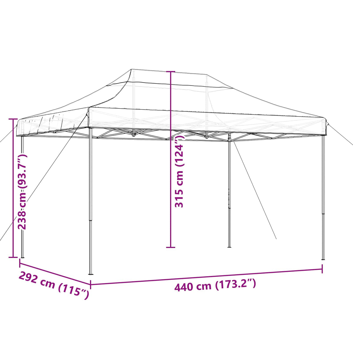 Party Tent 292 x 440 x 315 cm Beige Oxford stof