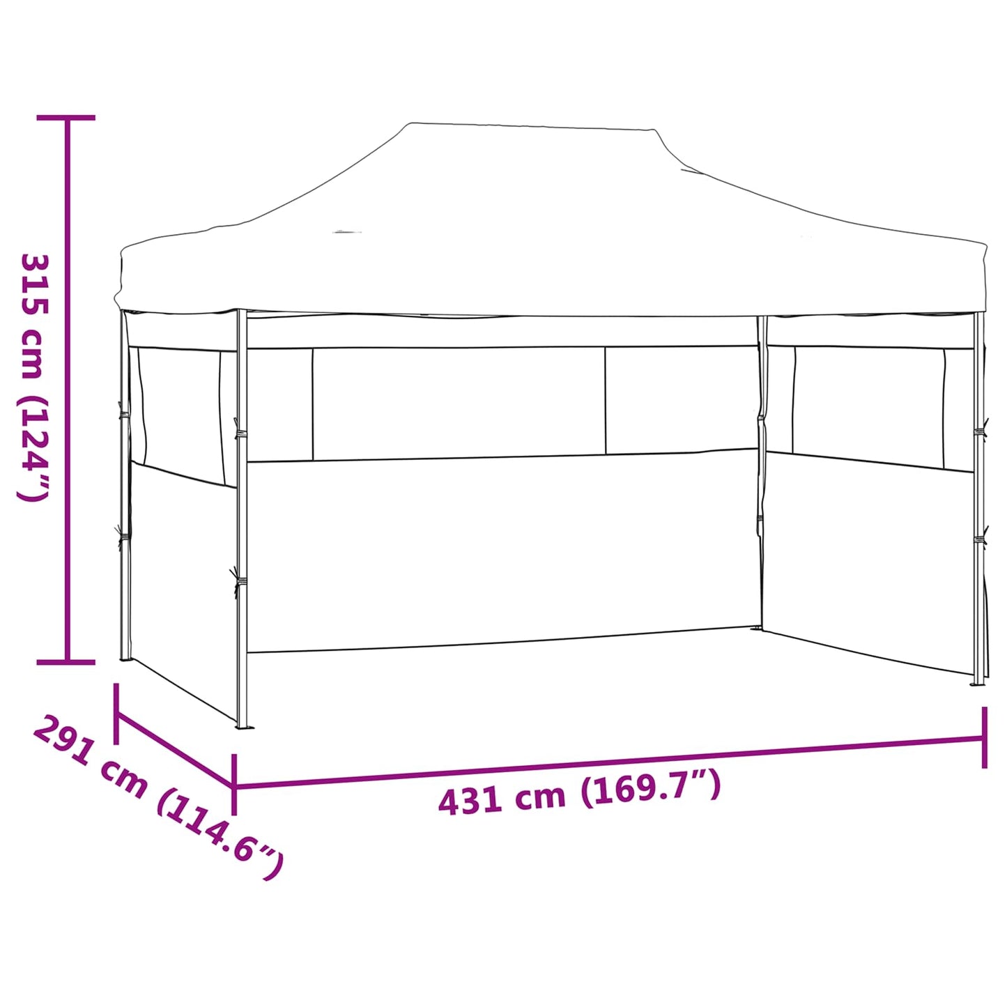 Party Tent 291 x 431 x 315 cm Antracit Oxford stof