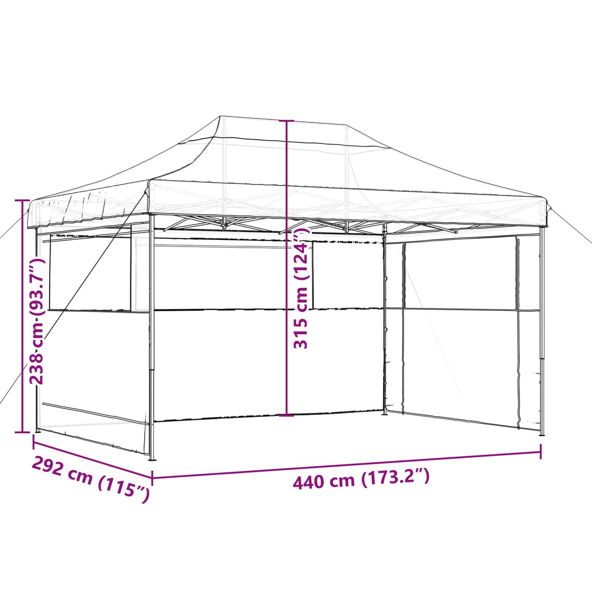 Party Tent 292 x 440 x 315 cm Bordeaux Oxford stof