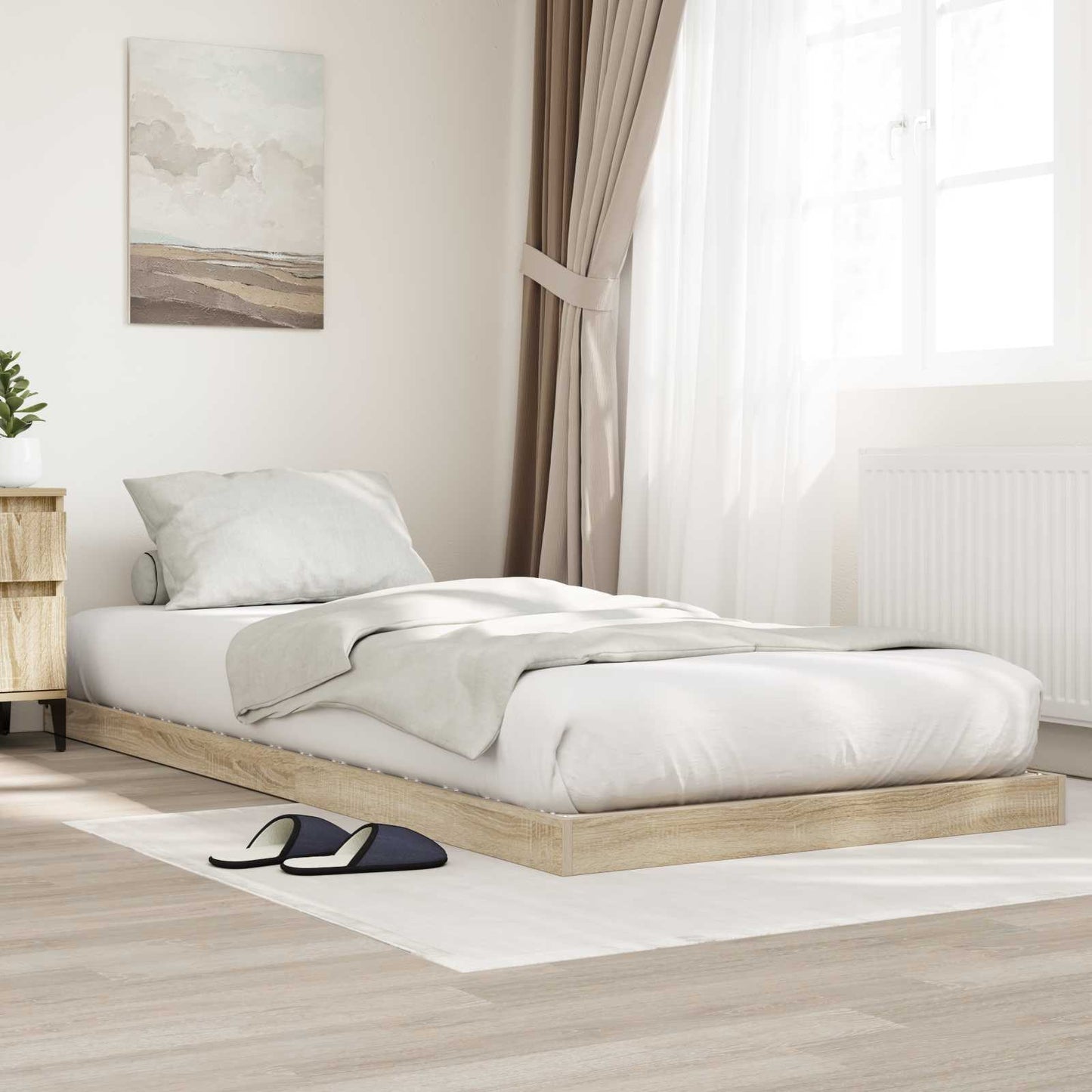 Gulv seng ramme Sonoma 75 x 190 cm Konstrueret træ