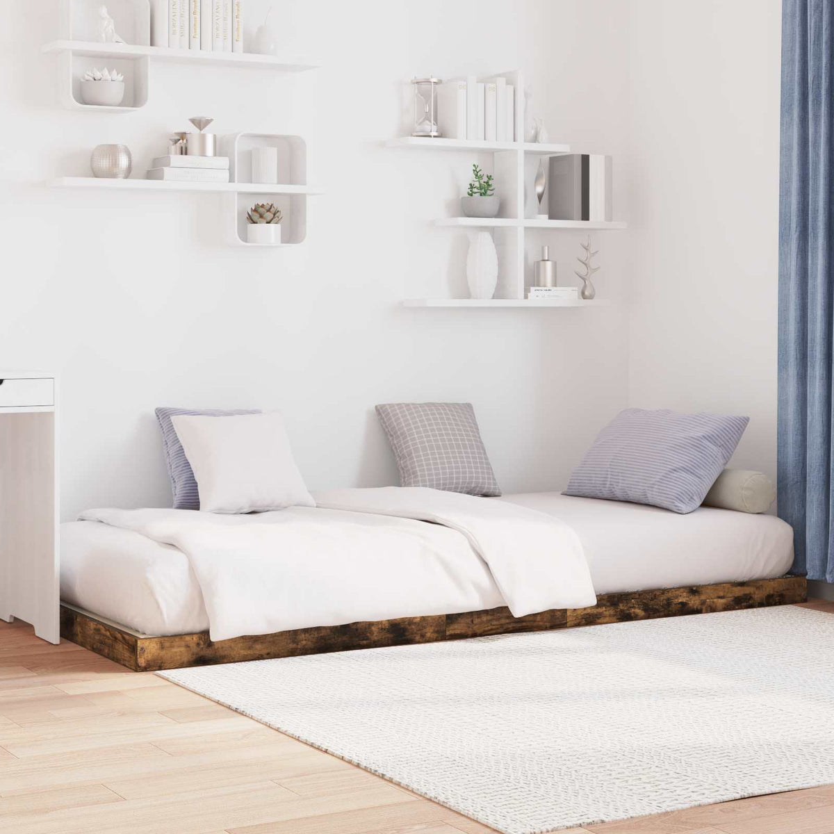 Gulv seng ramme Røget eg 75 x 190 cm Konstrueret træ