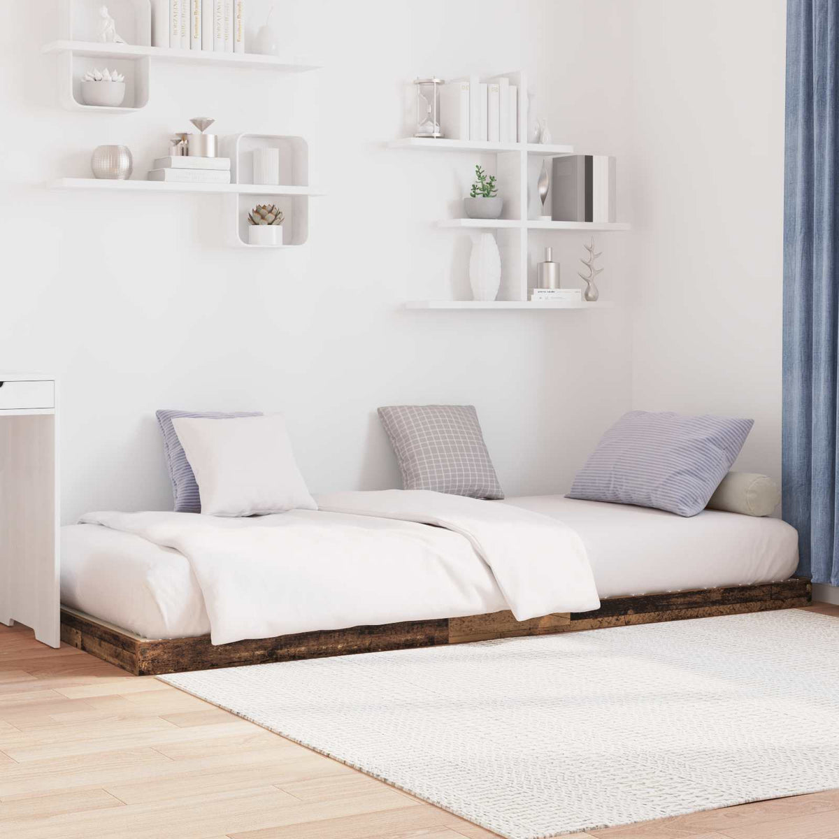 Gulv seng ramme Gammelt træ 75 x 190 cm Konstrueret træ