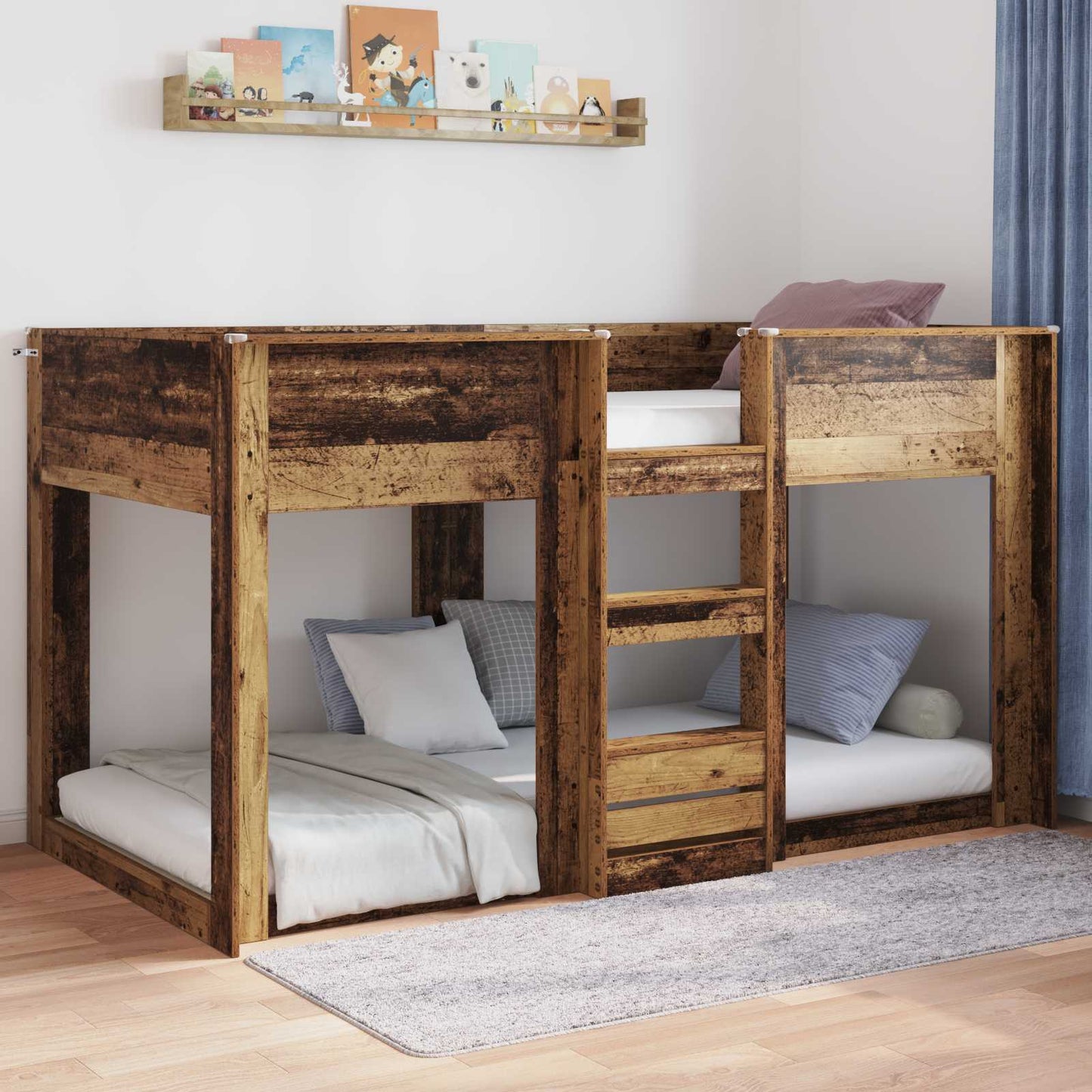 Gulv seng ramme Gammelt træ 75 x 190 cm Konstrueret træ