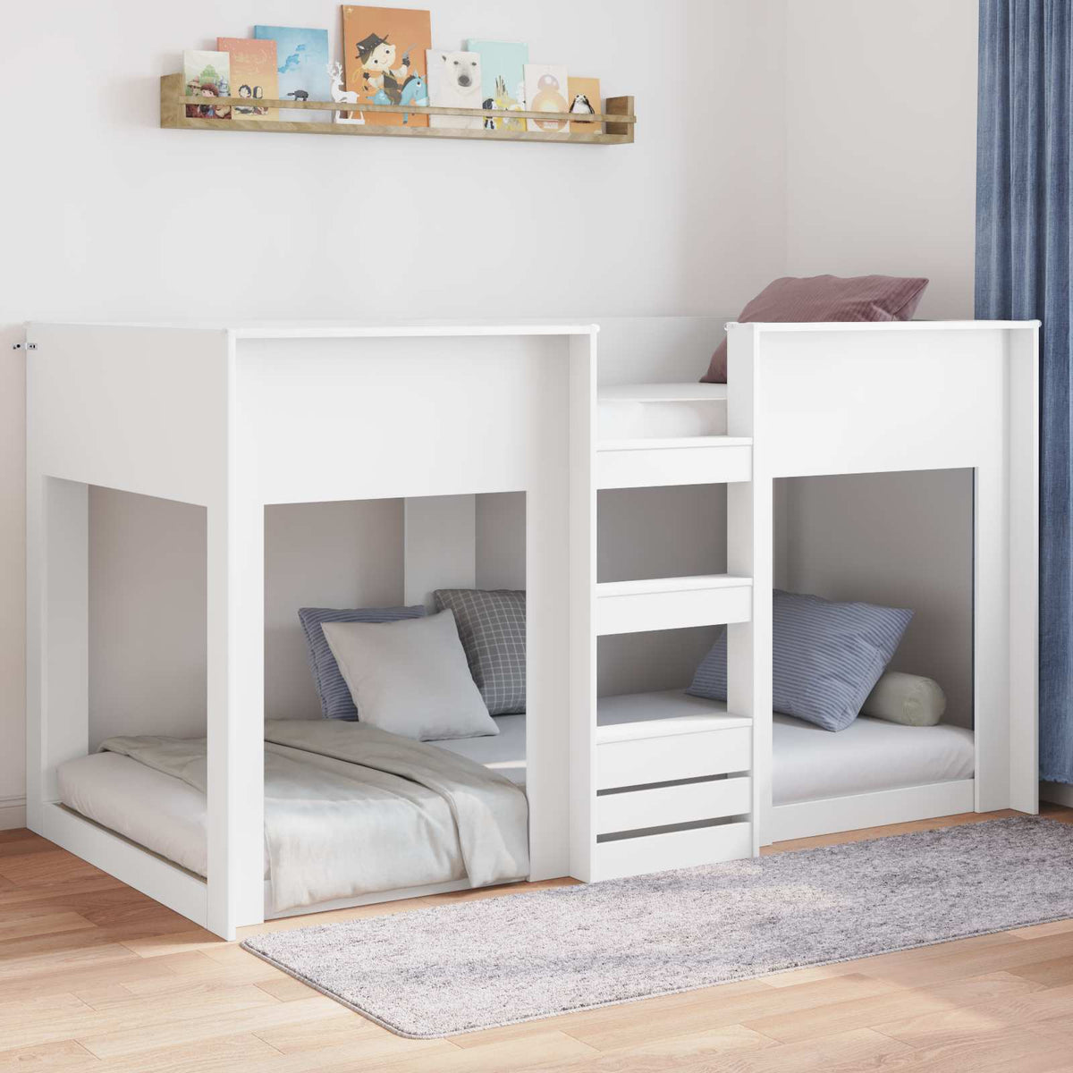 Gulv seng ramme Hvid 80 x 200 cm Konstrueret træ