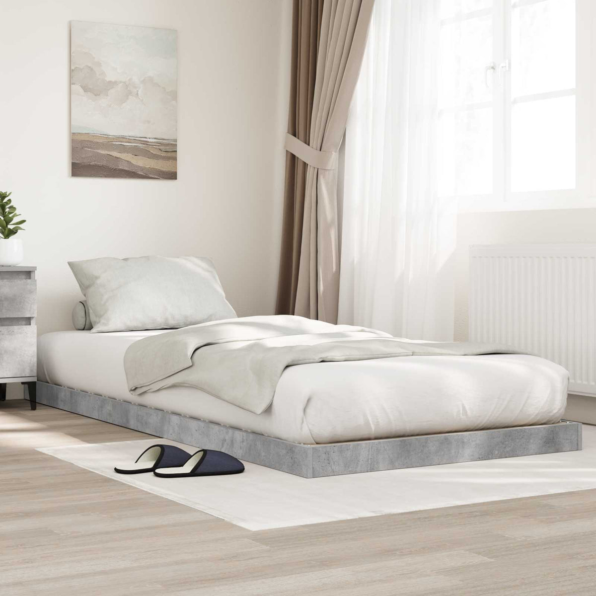 Gulv seng ramme Beton Grå 80 x 200 cm Konstrueret træ