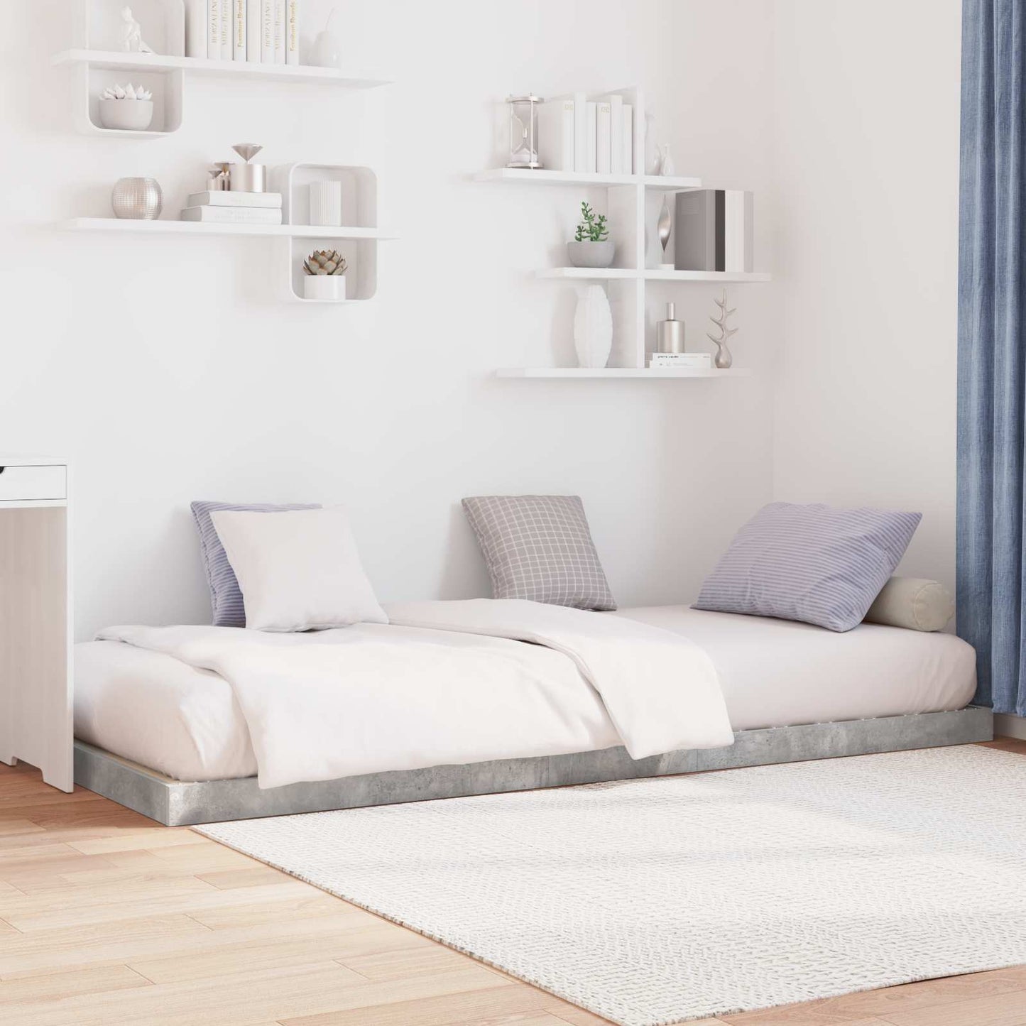 Gulv seng ramme Beton Grå 80 x 200 cm Konstrueret træ