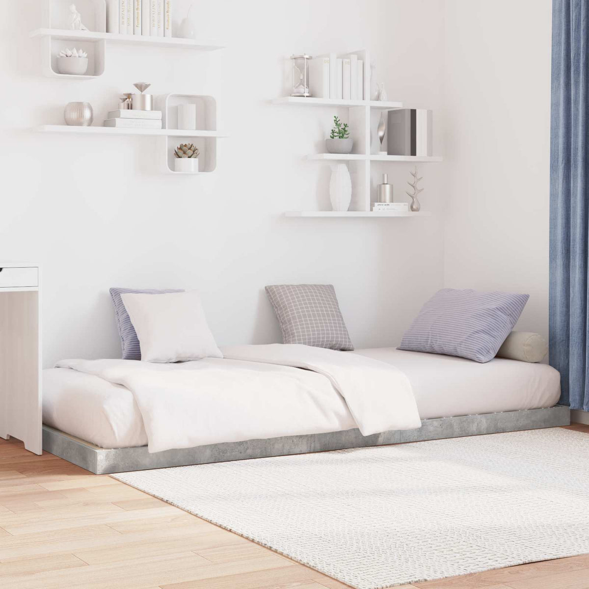 Gulv seng ramme Beton Grå 90 x 200 cm Konstrueret træ