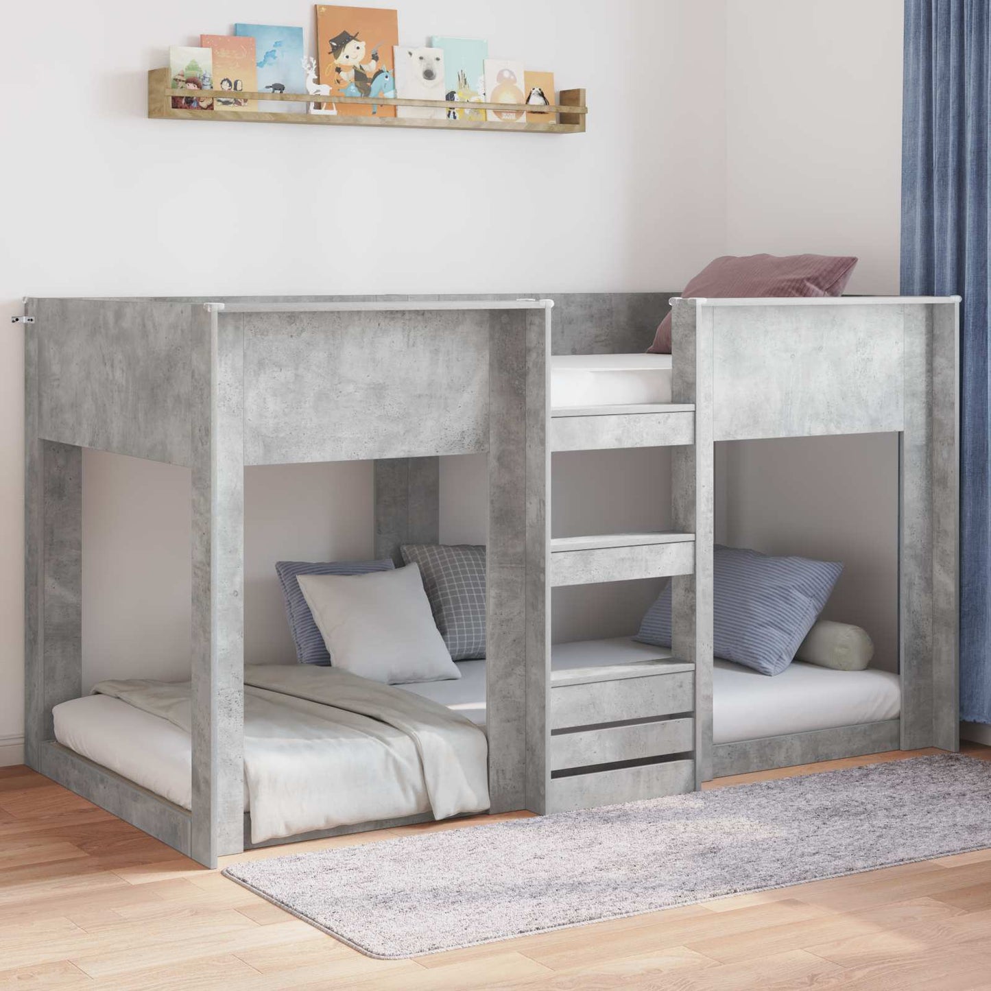 Gulv seng ramme Beton Grå 100 x 200 cm Konstrueret træ