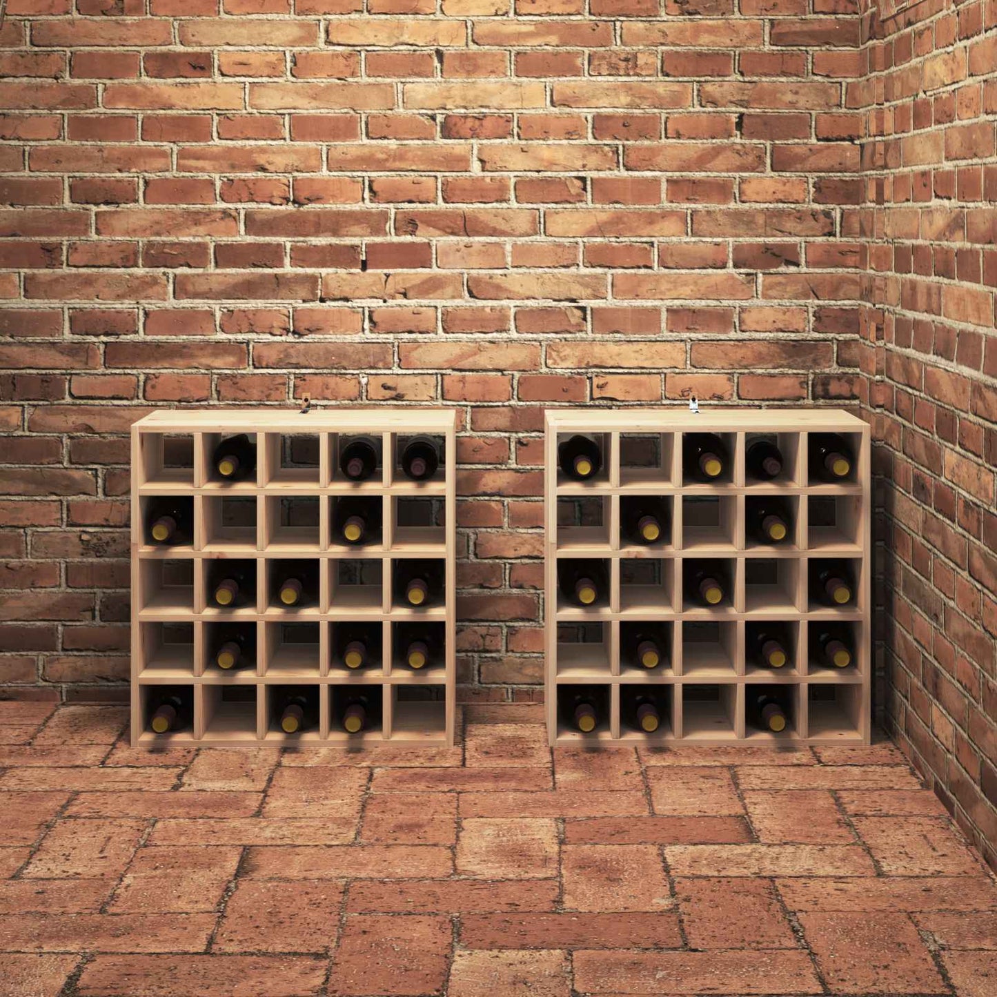 Vinfad 2 stk. Naturfarvet 56 x 25 x 56 cm Massiv fyrretræ