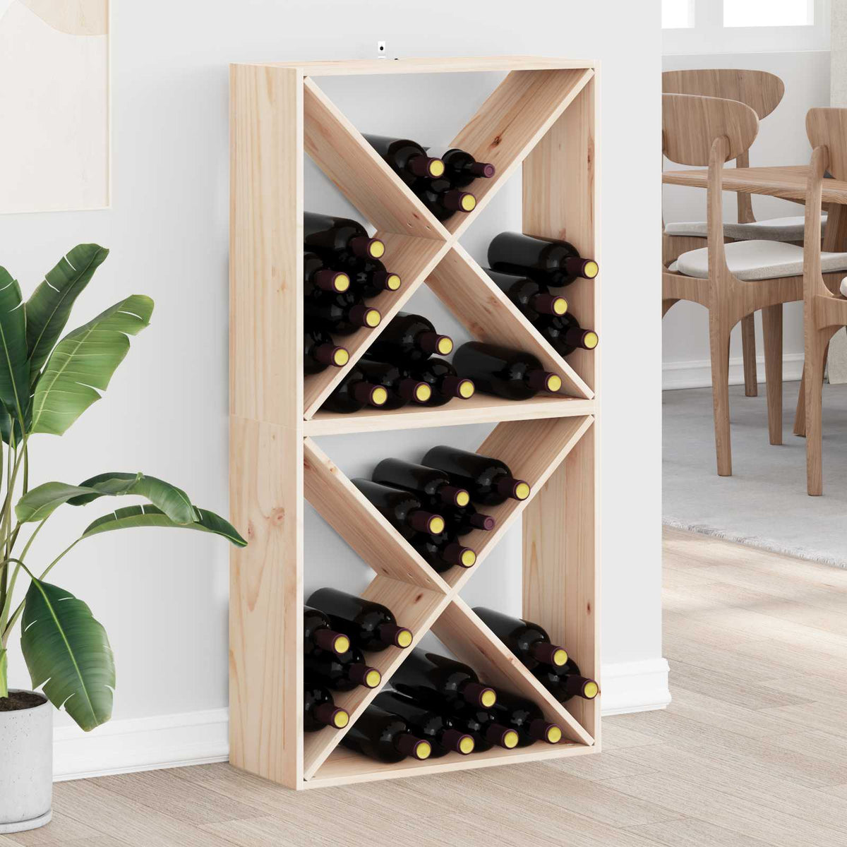 Vinfad 2 stk. Naturfarvet 62 x 25 x 62 cm Massiv fyrretræ