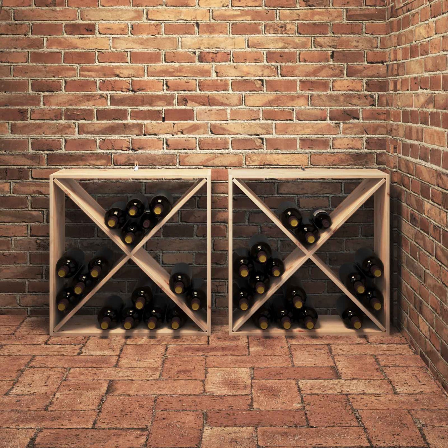 Vinfad 2 stk. Naturfarvet 62 x 25 x 62 cm Massiv fyrretræ