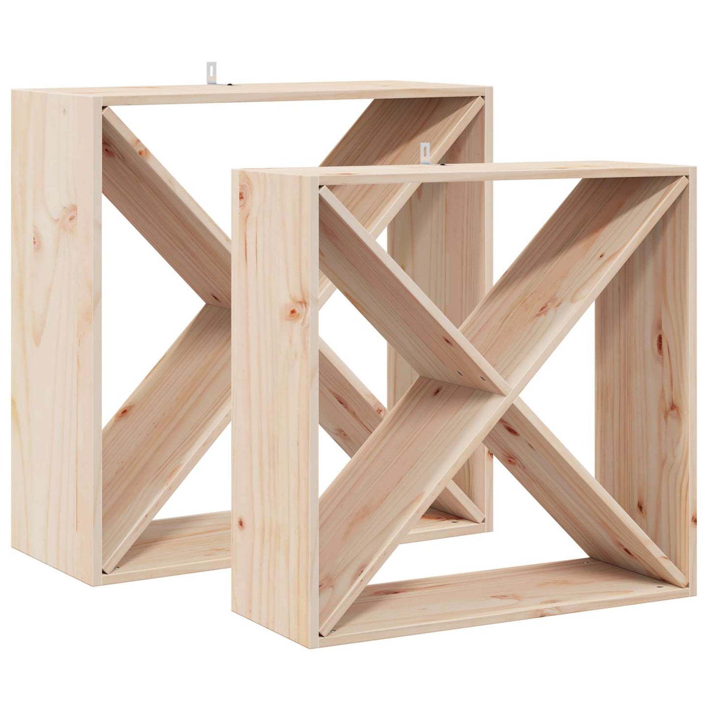 Vinfad 2 stk. Naturfarvet 62 x 25 x 62 cm Massiv fyrretræ
