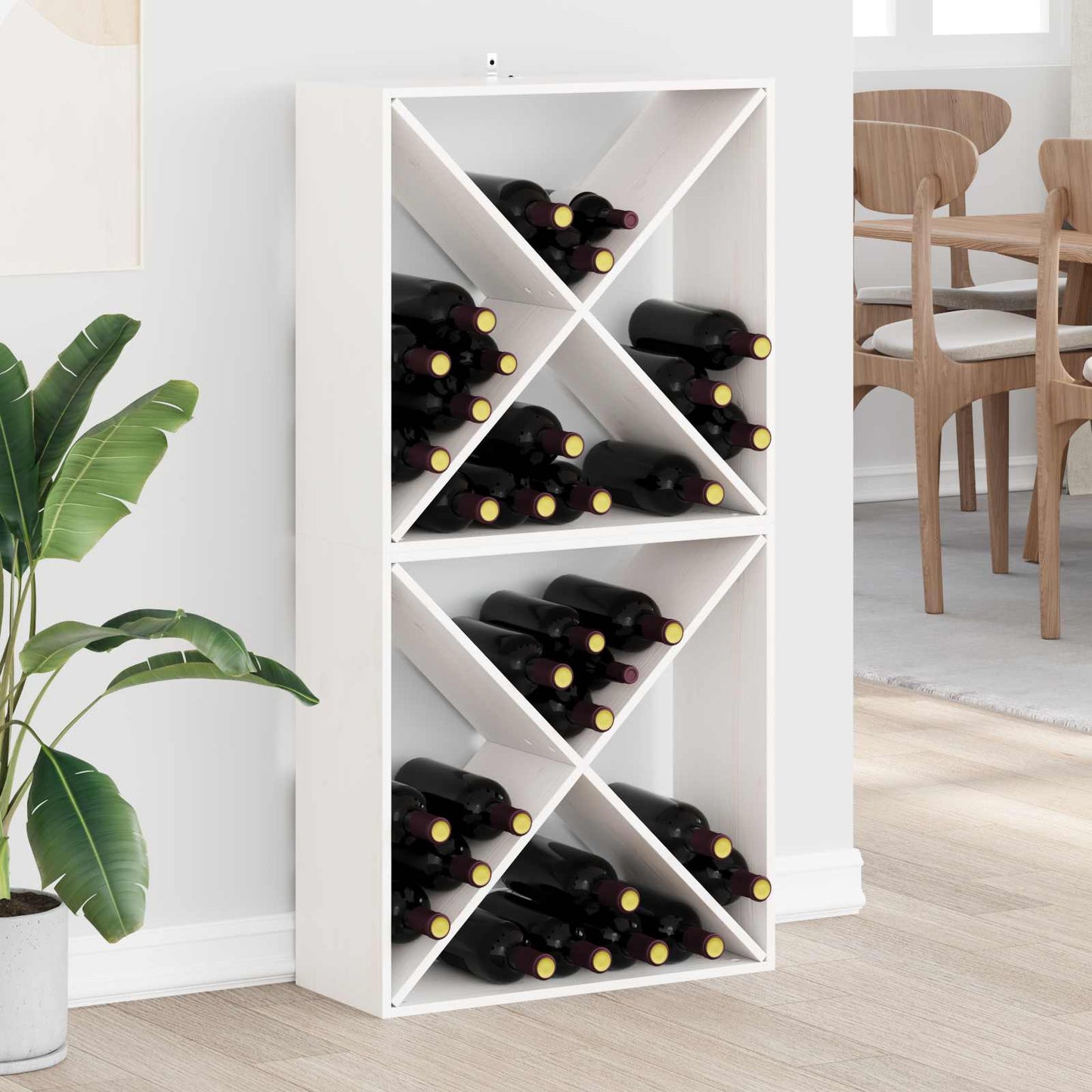Vinfad 2 stk. Hvid 62 x 25 x 62 cm Massiv fyrretræ