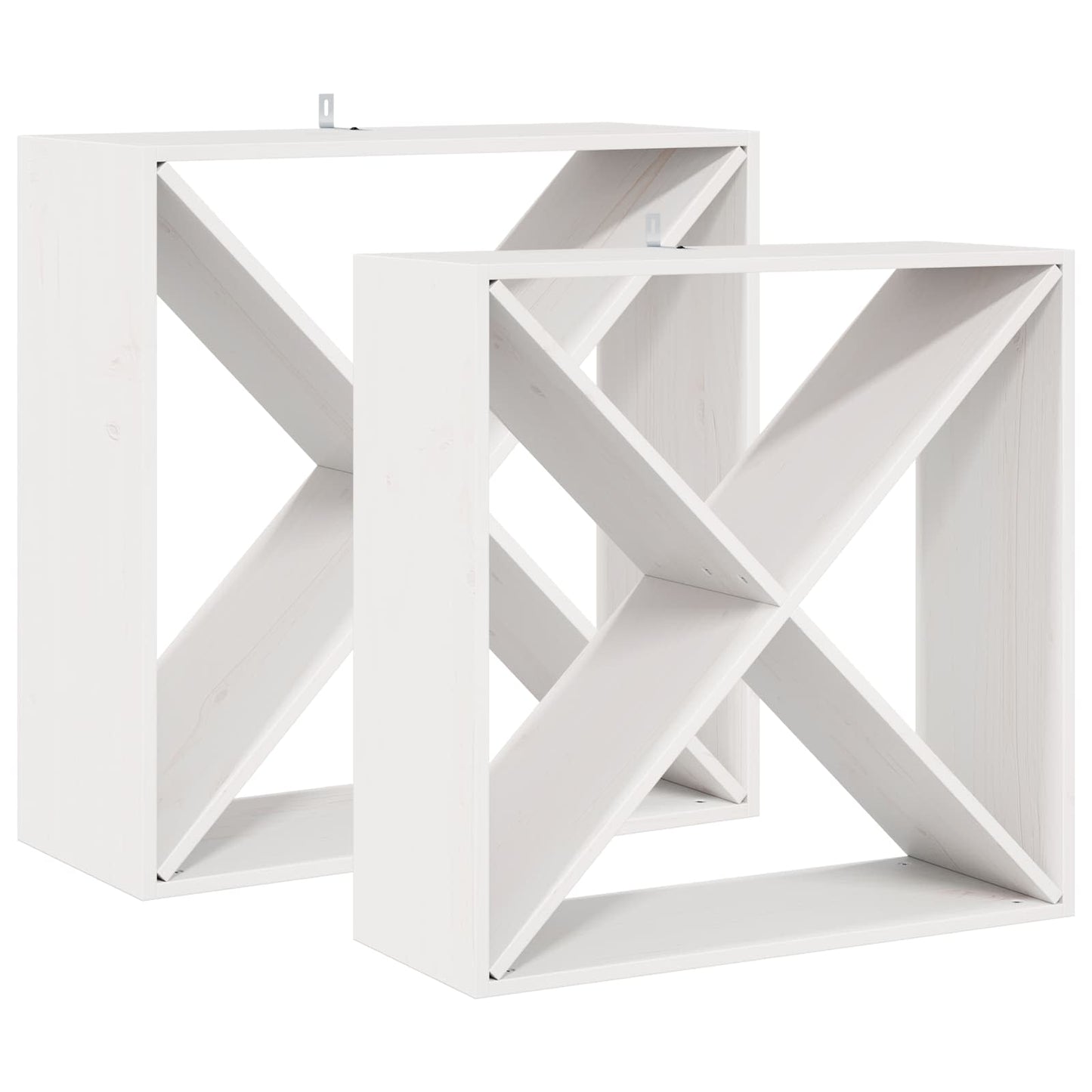 Vinfad 2 stk. Hvid 62 x 25 x 62 cm Massiv fyrretræ