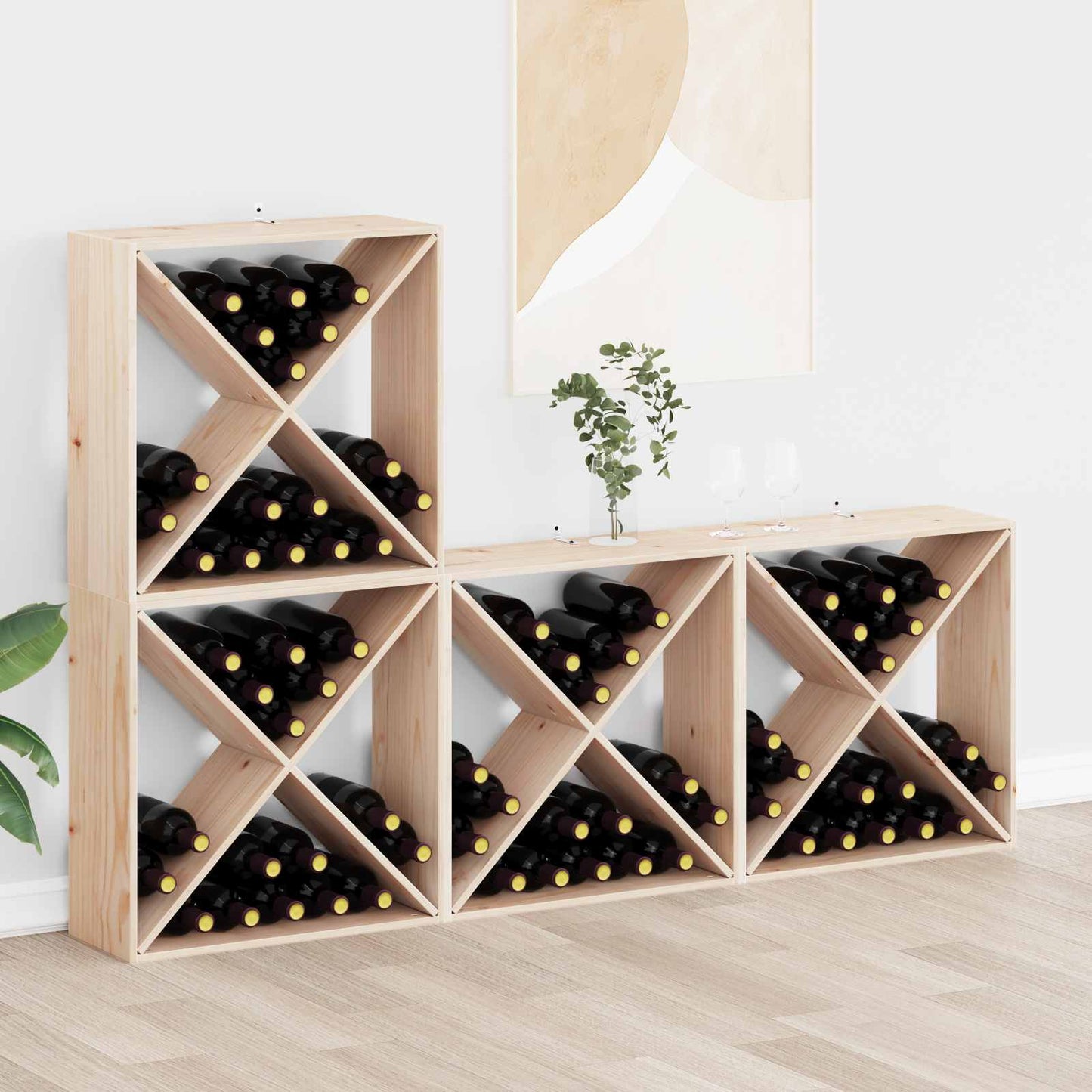 Vinfad 4 stk. Naturfarvet 62 x 25 x 62 cm Massiv fyrretræ