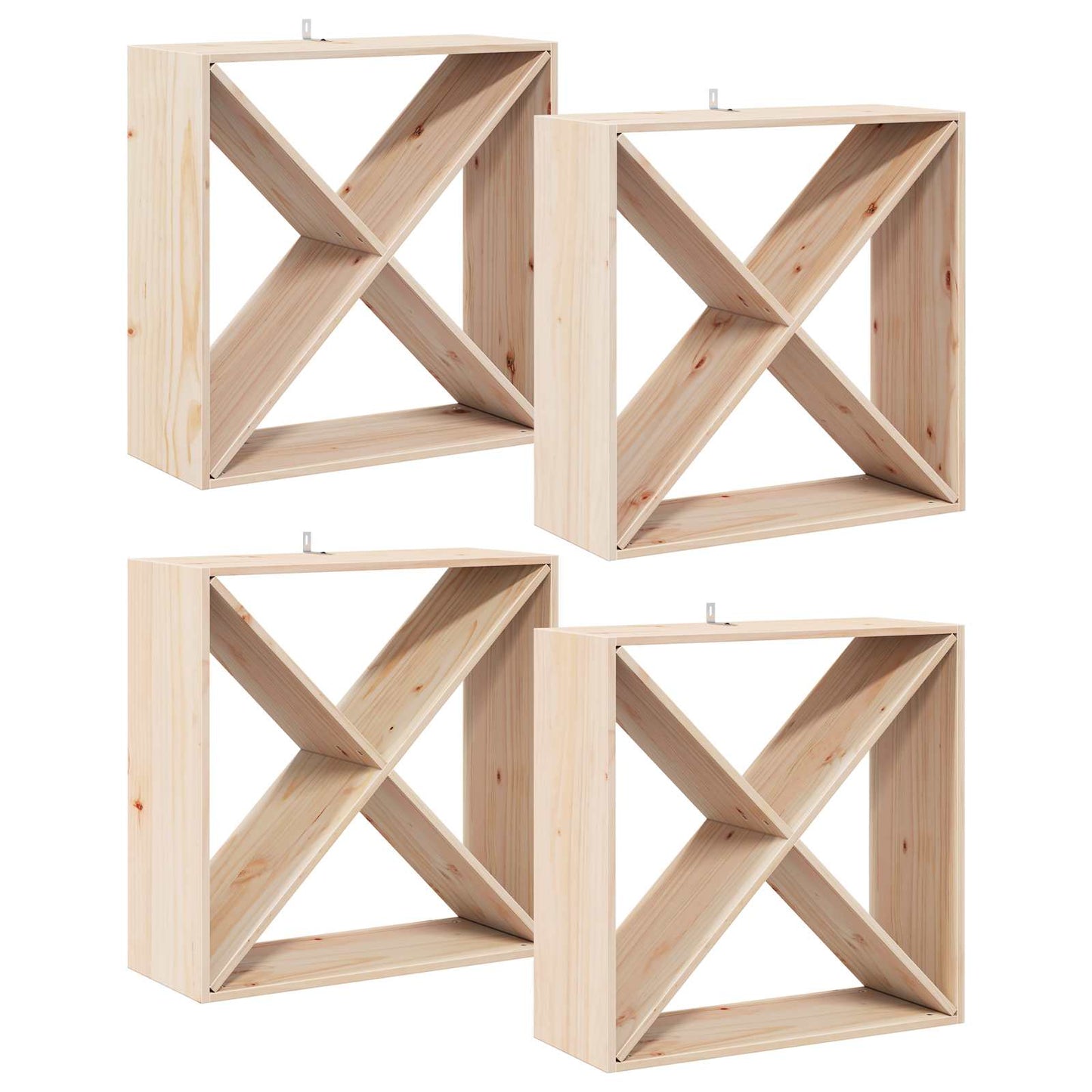 Vinfad 4 stk. Naturfarvet 62 x 25 x 62 cm Massiv fyrretræ