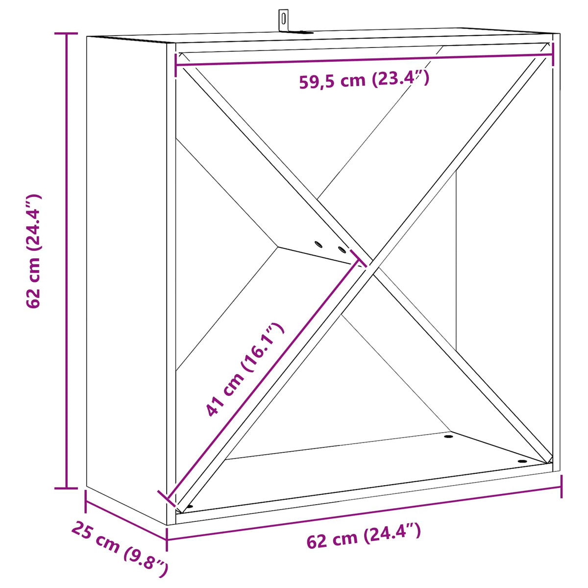 Vinfad 4 stk. Naturfarvet 62 x 25 x 62 cm Massiv fyrretræ
