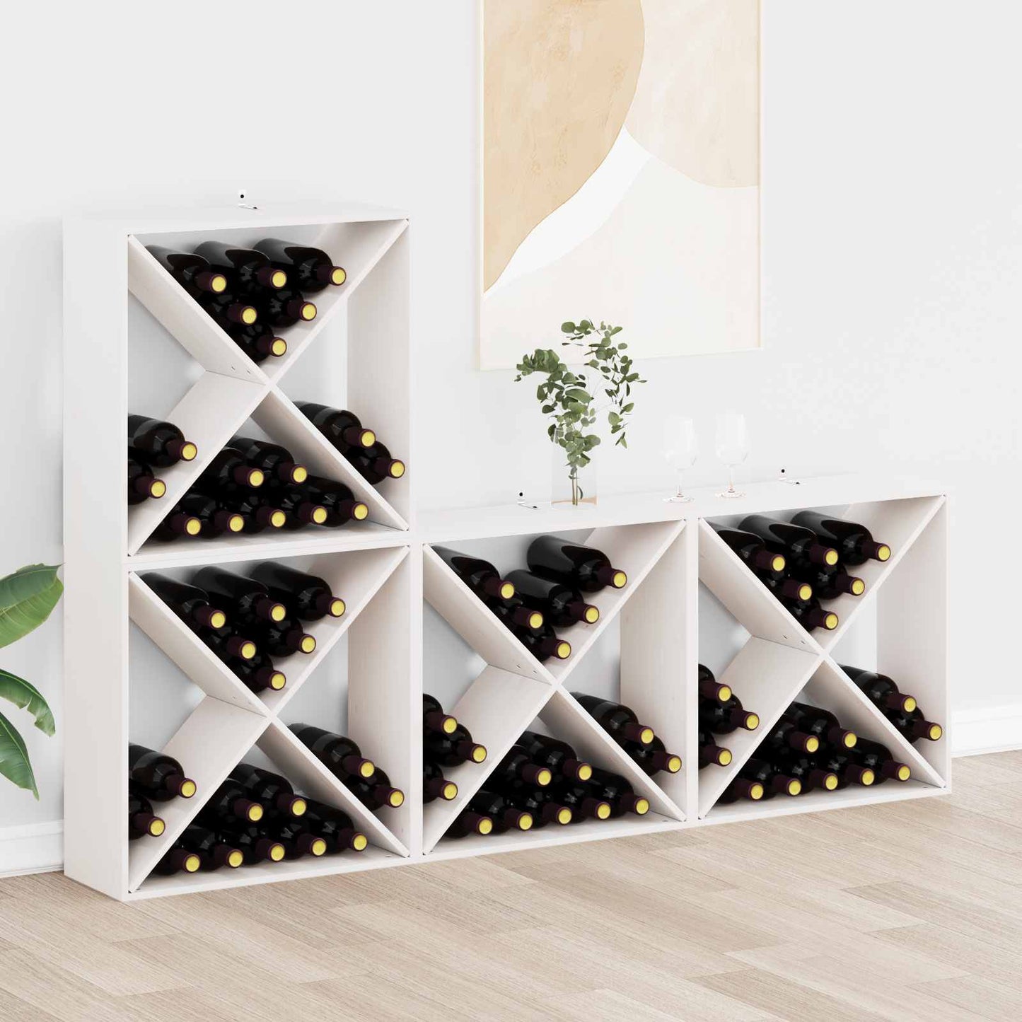 Vinfad 4 stk. Hvid 62 x 25 x 62 cm Massiv fyrretræ