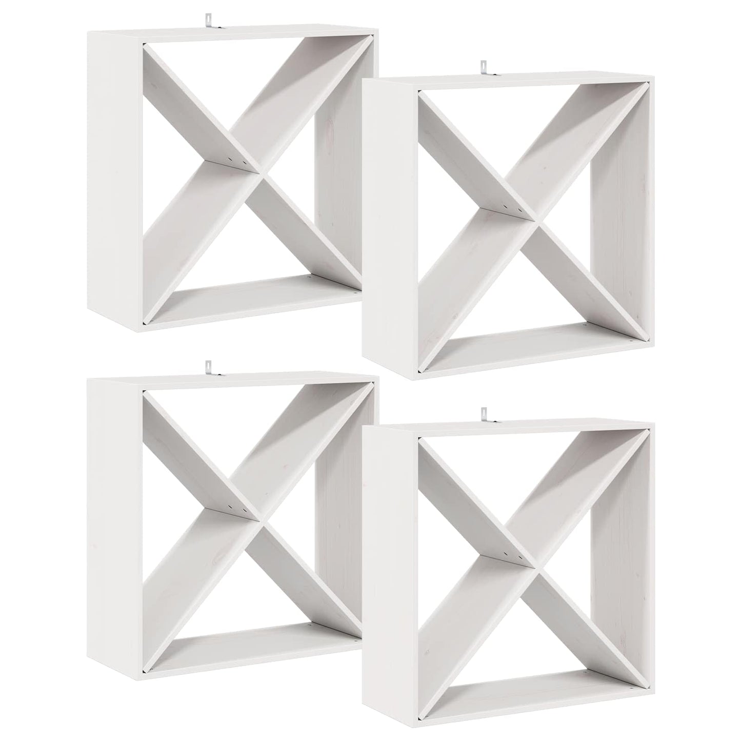 Vinfad 4 stk. Hvid 62 x 25 x 62 cm Massiv fyrretræ