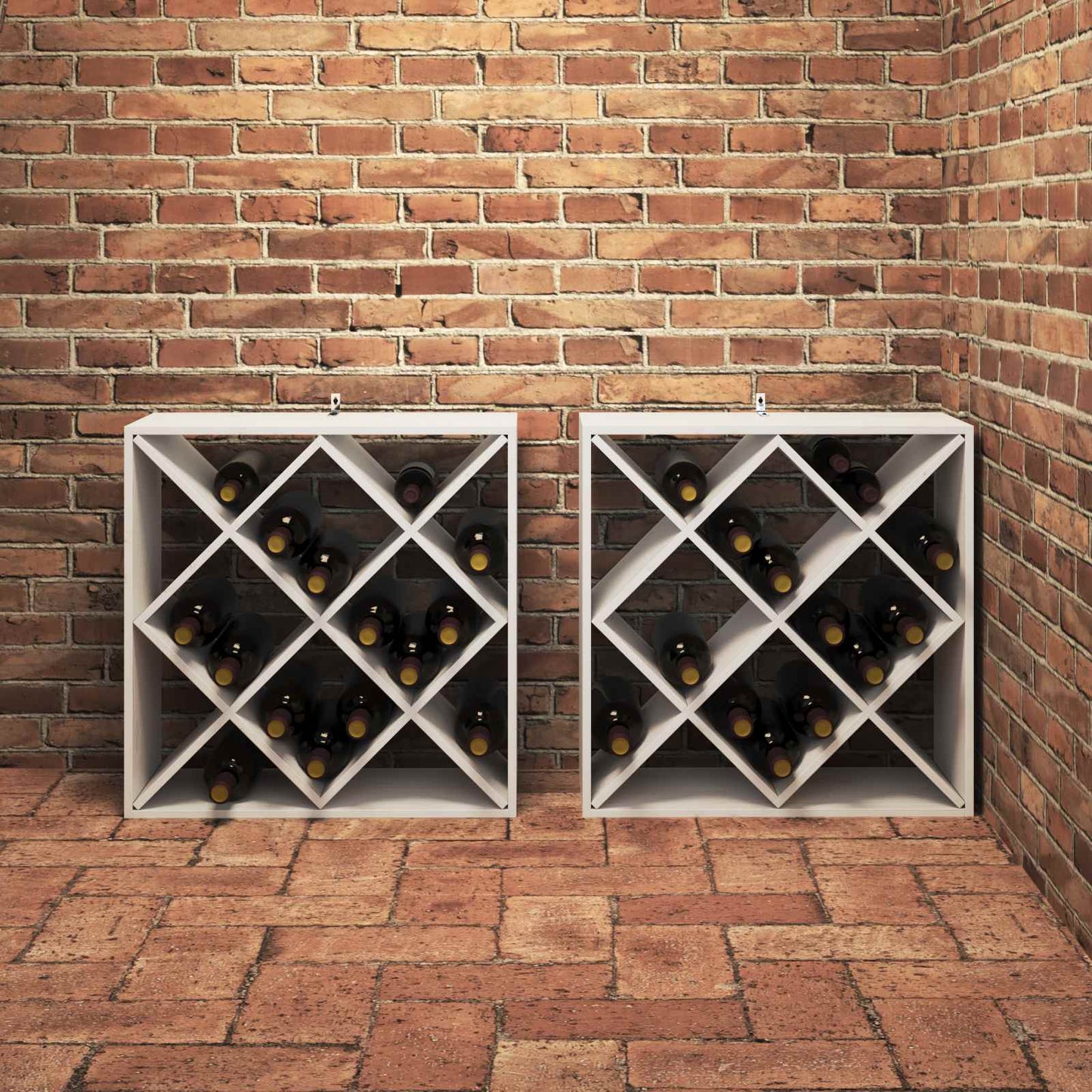 Vinfad 2 stk. Hvid 62 x 25 x 62 cm Massiv fyrretræ